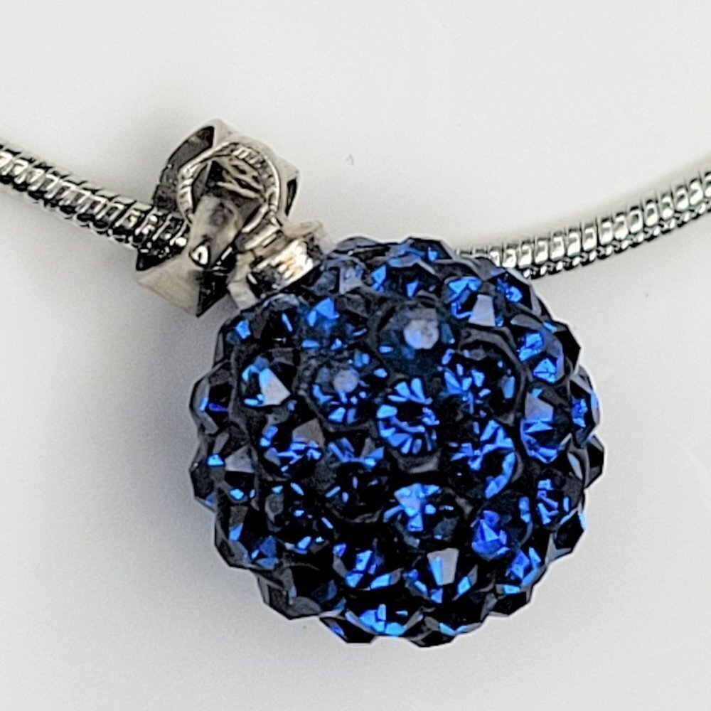 BLUE Rhinestone Mini Ball Pendant Fashion Necklace